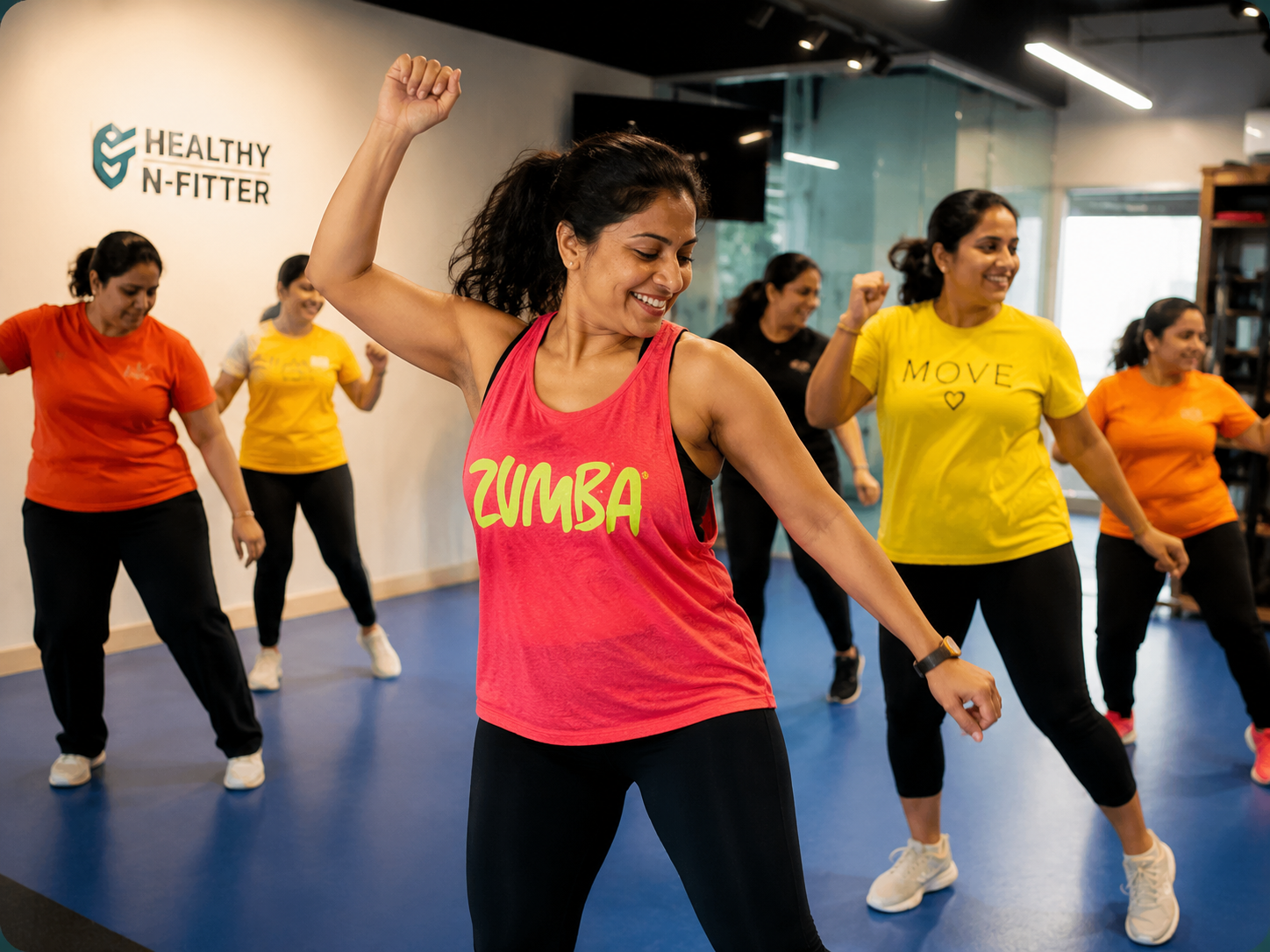 Zumba class in full flow at the studio